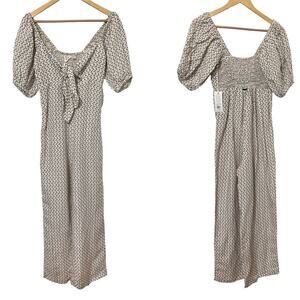 Billabong x Sincerely Jules Shout‎ It Up Linen Jumpsuit Size M Tie Front Beachy